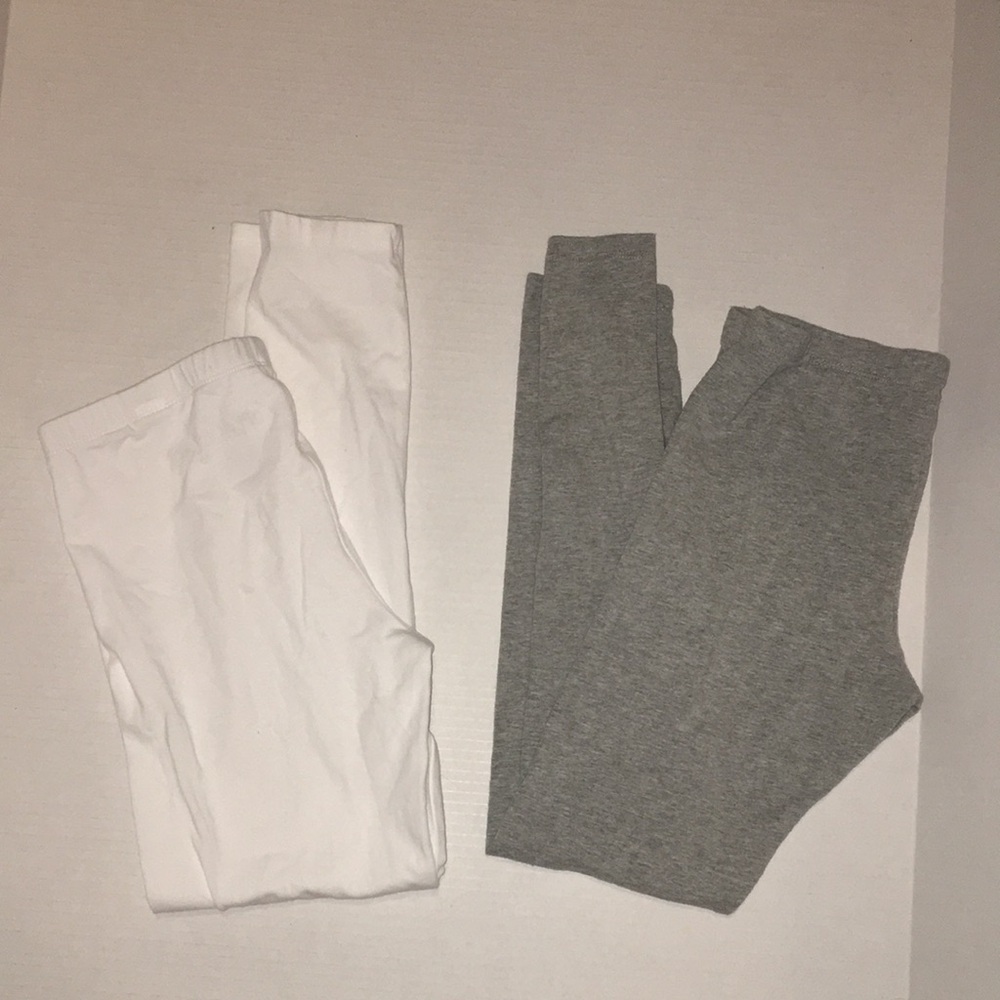 Basic White and Gray Girl’s Leggings - Soft Everyday Essentials | size 14